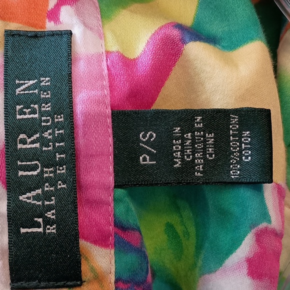 LAUREN Ralph Lauren Bright Abstract Floral Print Button Down Shirt Size P/S - Picture 4 of 4